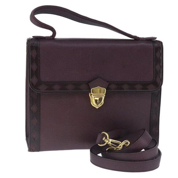 SAINT LAURENT Hand Bag Leather 2way Purple Gold - Picture 1 of 16